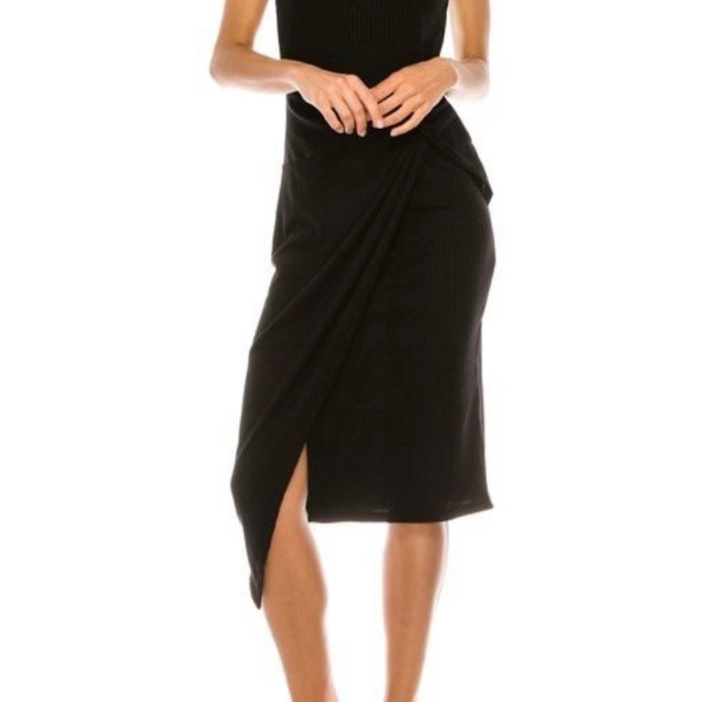 Mock Turtle Neck Ribbed Dress - Picture 3 of 4